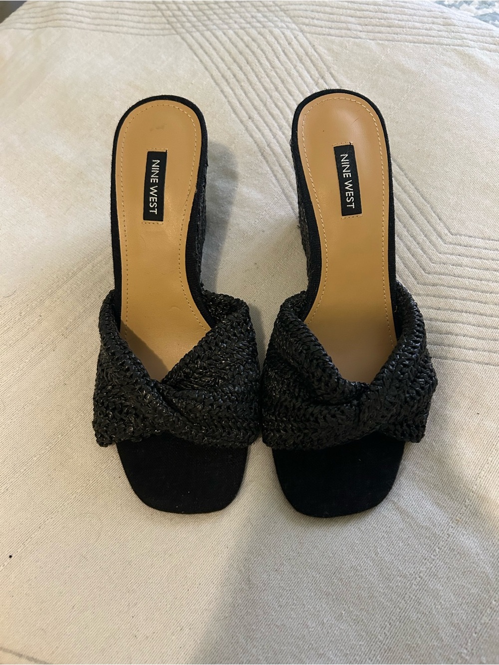 Nine West Raffia Nikhil Twist Wedge Sandals